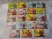 Full lot laid out showing all 19 hockey cards from 1969-70 O-Pee-Chee series.