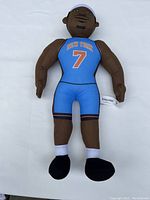 Front view of the Carmelo Anthony stuffed toy in New York Knicks uniform with number 7.