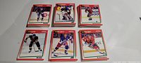 Six 1991 NHL Score Cards featuring Central Division base and all-star players displayed in two rows on a white surface.