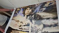 Full view of the large vintage Jim Morrison poster with colorful artistic impression.