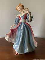 Front view of Royal Doulton Amy figurine showing detailed dress and fan.
