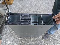 Top front view of Avid ISIS 5500 displaying installed and empty drive bays, showing slots for removable hard drives of 2TB and 4TB capacities.