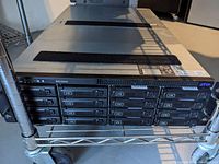 Front view of Avid ISIS 5500 chassis showing 12 hot-swap drive bays labeled 4 TB and 2 TB