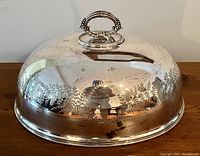 Photo of the full meat cover dome showing overall shape and etched design.