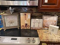 Lot overview showing multiple items including the Domistyle candle holder box, Shannon Canterbury candlesticks, crystal chip and dip bowl, and Mikasa items.