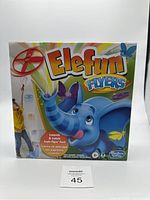 Front of the Elefun Flyers game box showing game title and colorful graphics.