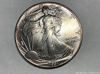 Front side close-up image with '1991' date, Liberty walking design, and inscriptions 'LIBERTY' and 'IN GOD WE TRUST'.