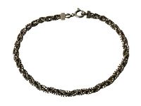 Full view of the braided sterling silver chain bracelet on a white background