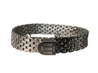 Close-up of bracelet clasp showing hsb and sterling stamp.