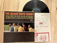 Front cover of The Beach Boys Today! album showing band photo and track titles