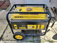 Full side view showing metal frame, wheels, handle and wattage markings