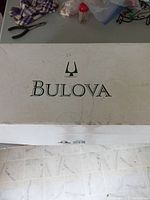 Closed Bulova branded box for mantel clock