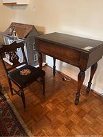 Desk and chair front angle view
