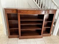 Front view of three-section breakfront bookcase