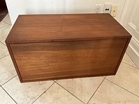 Closed teak cabinet module, rectangular drop-front face