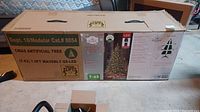 Box of the 7.5ft Waverly pre-lit artificial Christmas tree showing size, brand, and model details.