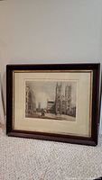 Full view of the framed vintage print showing the Westminster Abbey Hospital scene.
