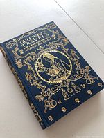 Front cover showing blue hardback with extensive gold embossed artwork and title.