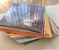 Stack of Irish LP vinyl records, some visible titles, showing condition and quantity