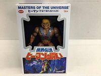 Front view of sealed window box showing He-Man figure with Japanese text and Masters of the Universe branding