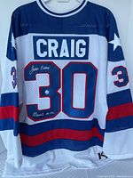 Back view of jersey showing #30, nameplate 'CRAIG' and autograph