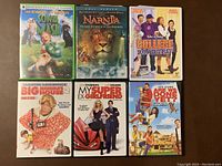 Front view of six DVD cases showing cover art and titles