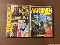 Front cover of two Watchmen DVDs: The Complete Motion Comic and The Garden.