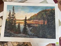 Full view of the signed serigraph showing the natural landscape of Beaver Pond Trail, with clear artist signature and edition number visible.