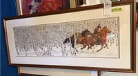 Full view of framed panoramic print in gold-tone frame and white mat