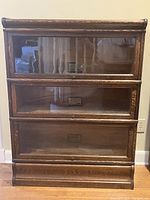 Front view of fully assembled three-section barrister bookcase