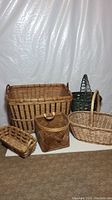 Five baskets displayed showing variety of sizes and styles