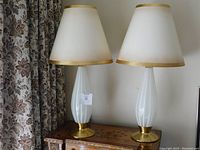 Both lamps fully assembled with shades in front view