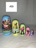 Set of 5 nesting Russian dolls of The Muppets from smallest to largest