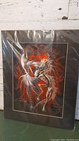 Front view of the matted print featuring the skeletal dragon-like creature with blade, showing artist signatures and numbering 838/1000.