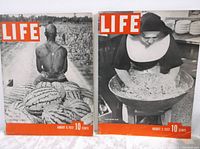 Two LIFE magazine covers from August 1 and August 2, 1937 showing vintage black and white photos and the price of 10 cents.