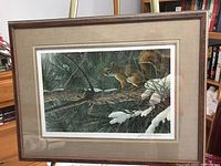 Full view of the framed print showing squirrel scene