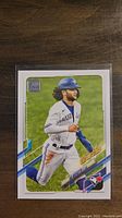 Front of Bo Bichette Future Stars baseball card showing image of player in Blue Jays uniform and card series graphics.
