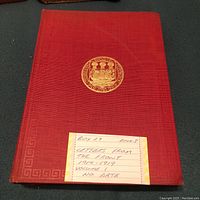 Red hardcover book titled 'Letters From the Front 1914-1919 Volume 1' with gold embossed emblem on cover and a note indicating no date.
