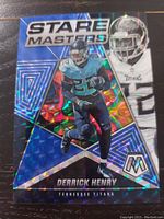 Front of the holographic Derrick Henry Stare Masters card showing detailed mosaic design and player image.