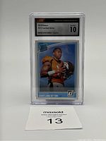 Front view of 2018 Donruss Rated Rookie #312 Courtland Sutton football card in graded CSG 10 slab with label visible.
