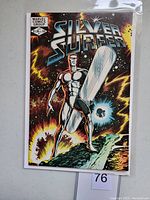 Front cover of Silver Surfer #1 comic book with Marvel Comics branding and artwork of Silver Surfer in cosmic scene.