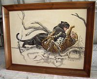 Straight-on view of framed silk-screen showing full composition