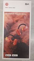 Front of retail box showing Oladance Wearable Stereo headphones image and red dot winner 2022 badge.