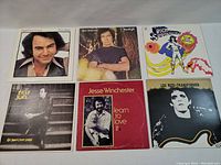 Front covers of 6 vinyl LP albums including 2 Neil Diamond albums, Rick Springfield, Billy Joel, Jesse Winchester, Lou Reed