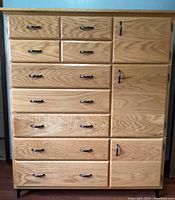 Front view of dresser with drawers and cabinet doors closed