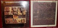 Front covers of Blood Sweat & Tears Greatest Hits and The Band Cahoots vinyls, showing album art and titles clearly.