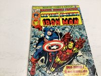 Front cover featuring Captain America and Iron Man with colorful superhero artwork and title Marvel Double Feature #1.