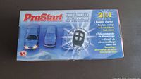 Packaged ProStart remote control car starter box showing product features.