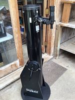 Front view of black Orion SkyQuest XT6 telescope on Dobsonian base