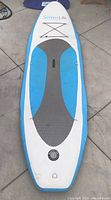 Top view of SereneLife inflatable paddleboard showing condition and board features